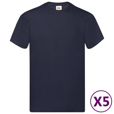 Fruit of the Loom T-shirts originaux 5 pcs Bleu marine 3XL Coton