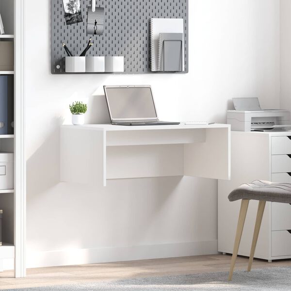 vidaXL Bureau mural Blanc 80 x 45 x 30 cm Bois d'ing&eacute;nierie