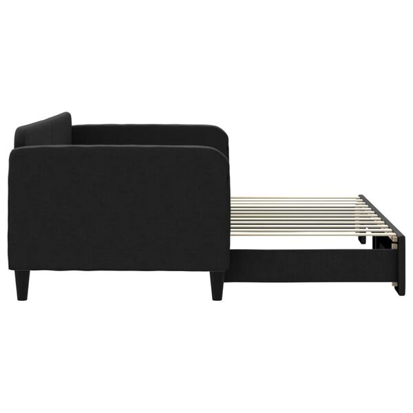 vidaXL Lit de jour avec gigogne sans matelas noir 90x200 cm