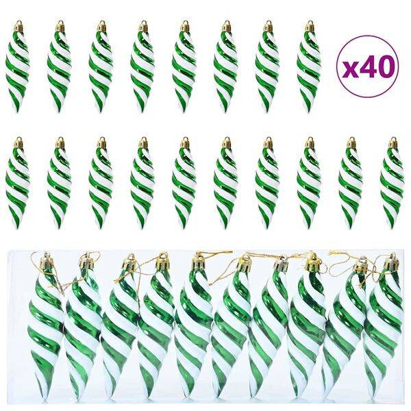 vidaXL Boule en forme de spirale de Noël 40 pcs Vert