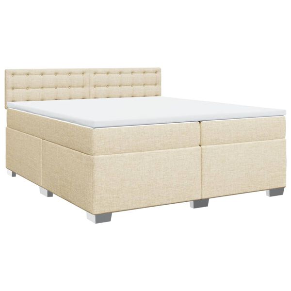 vidaXL Sommier &agrave; lattes de lit avec matelas Cr&egrave;me 200x200 cm Tissu