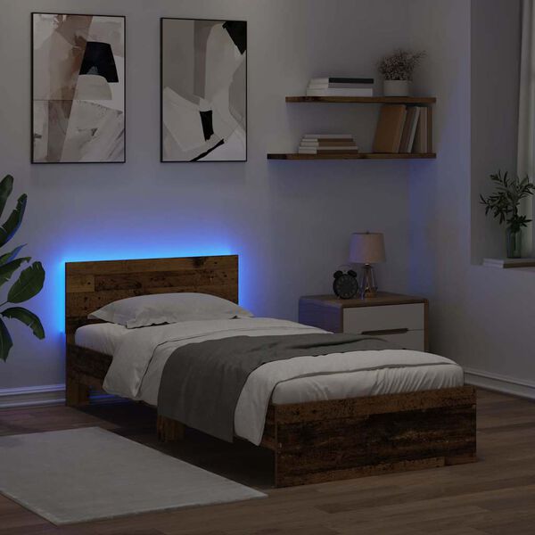 vidaXL Cadre de lit Bois Ancien 90 x 190 cm Bois d'ing&eacute;nierie