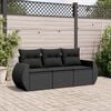 vidaXL Salon de jardin 3 pcs avec coussins noir r&eacute;sine tress&eacute;e