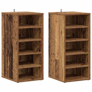 vidaXL Armoires &agrave; chaussures 2 pcs vieux bois bois d'ing&eacute;nierie