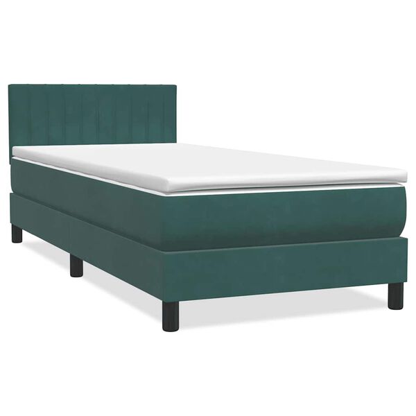 vidaXL Sommier &agrave; lattes de lit et matelas et LED vert fonc&eacute; 80x220 cm velours