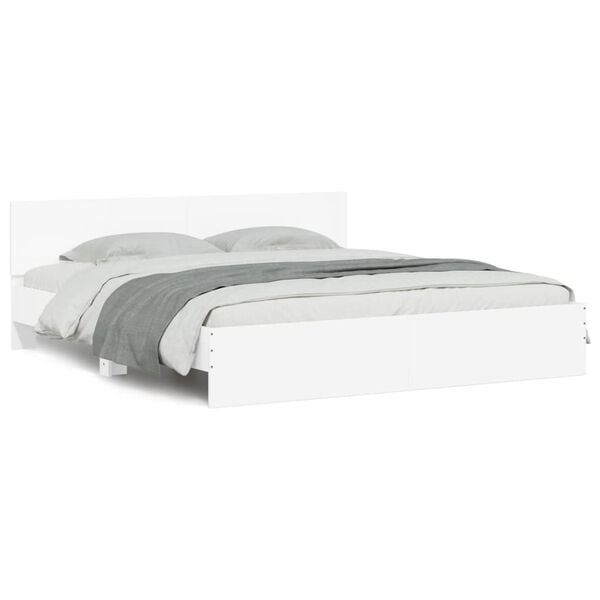 vidaXL Cadre de lit avec LED sans matelas blanc 180x200 cm