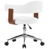 vidaXL Chaise pivotante de bureau Blanc Bois courbé et similicuir