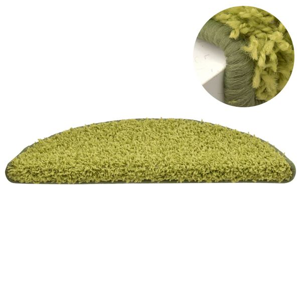 vidaXL Tapis d'escalier 15 pièces 65 x 21 x 4 cm Vert Demi-rond Grand