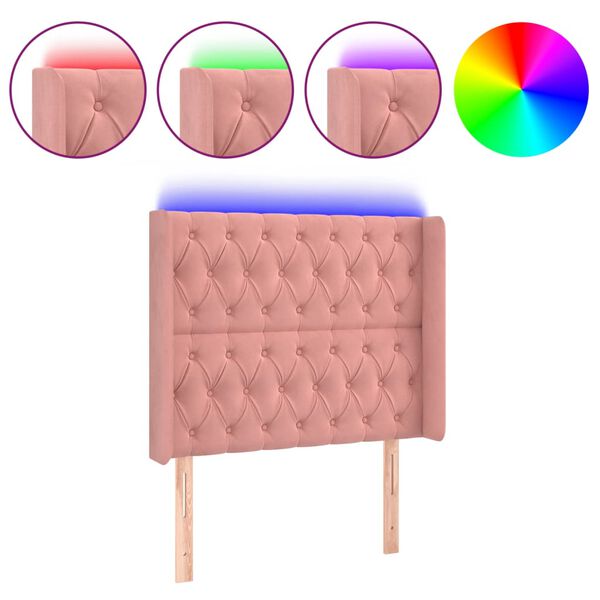 vidaXL T&ecirc;te de lit &agrave; LED Rose 93x16x118/128 cm Velours