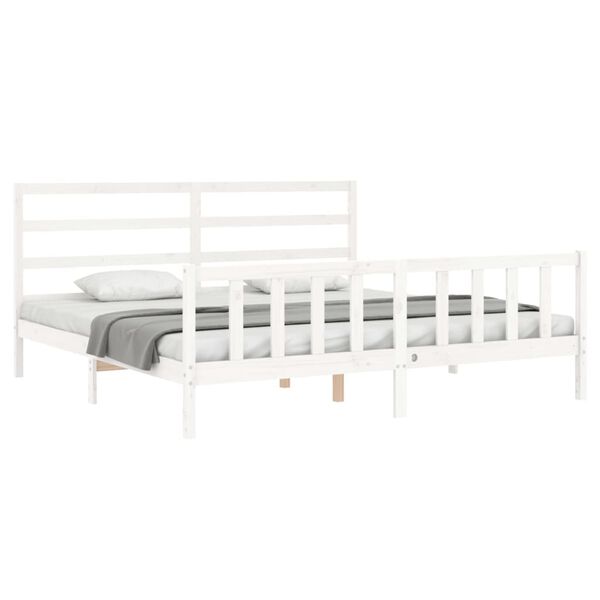 vidaXL Cadre de lit sans matelas blanc 200x200 cm bois massif de pin
