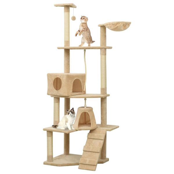 vidaXL Arbre à chat avec griffoirs en sisal Beige 191 cm