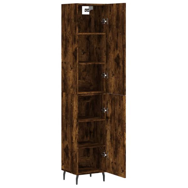 vidaXL Buffet haut Ch&ecirc;ne fum&eacute; 34,5x34x180 cm Bois d'ing&eacute;nierie