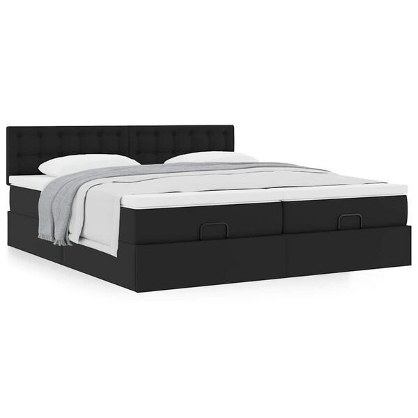 VidaXL Cadre de lit ottoman avec matelas noir 200x200 cm similicuir