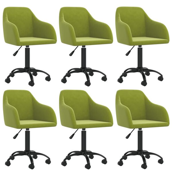 vidaXL Chaises pivotantes &agrave; manger lot de 6 vert clair velours