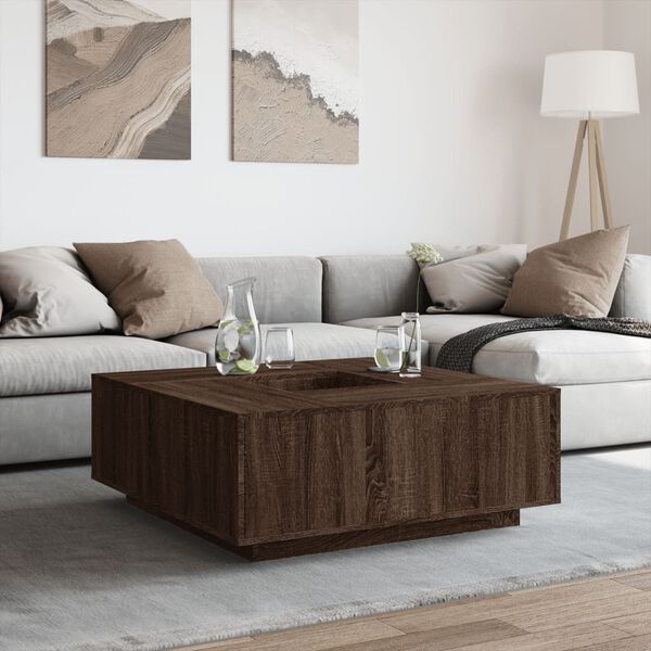 vidaXL Table basse chêne marron 100x100x40 cm bois d'ingénierie