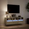 vidaXL Meuble TV mural avec lumières LED chêne sonoma 130x31x45 cm