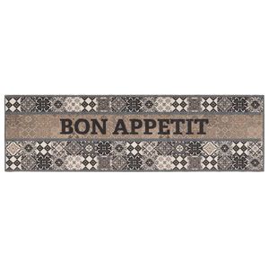 vidaXL Tapis de Cuisine Gris bon app&eacute;tit 150 x 45 cm 100% Polyamide