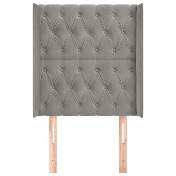 vidaXL Tête de lit avec oreilles Gris clair 83x16x118/128 cm Velours