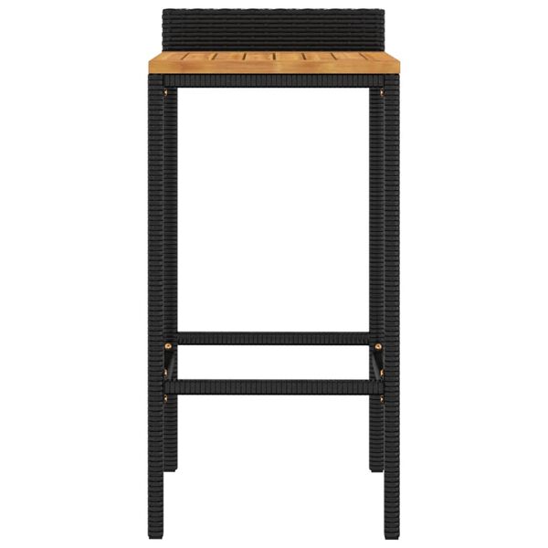 vidaXL Tabourets de bar lot de 4 noir résine tressée et bois d'acacia
