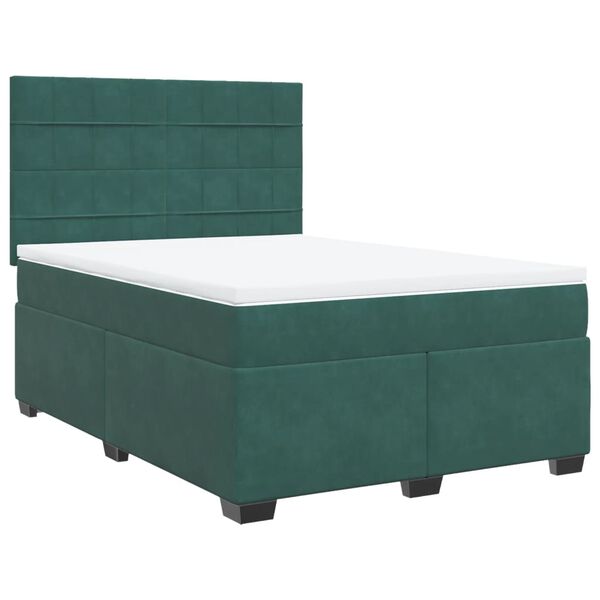 vidaXL Sommier &agrave; lattes de lit et matelas Vert fonc&eacute; 140x190cm Velours