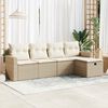 vidaXL Salon de jardin avec coussins 5 pcs beige r&eacute;sine tress&eacute;e