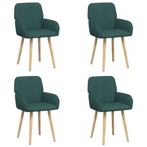 vidaXL Chaises de salle &agrave; manger 4 pc Tissu Vert fonc&eacute;