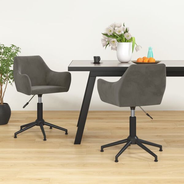 vidaXL Chaises pivotantes &agrave; manger lot de 2 gris fonc&eacute; velours
