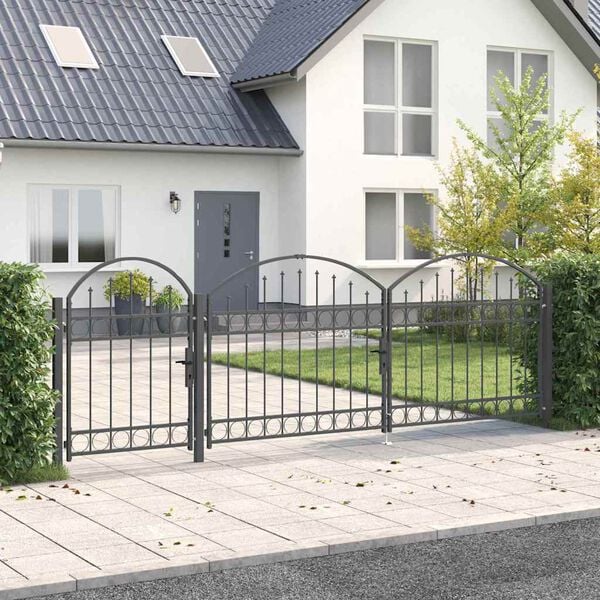 vidaXL Portail de cl&ocirc;ture de jardin avec sommet en arc Gris 4 x 1,25 m