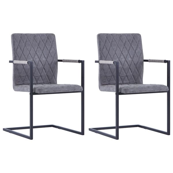 vidaXL Chaises à manger cantilever lot de 2 gris foncé similicuir