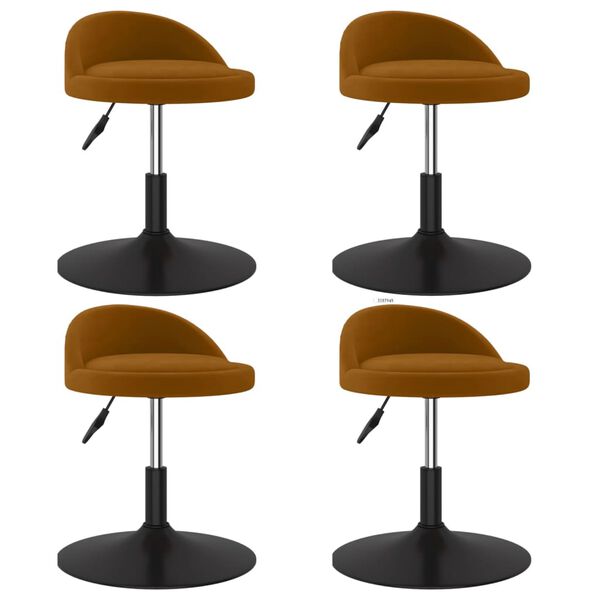 vidaXL Chaises &agrave; manger pivotantes lot de 4 Marron Velours