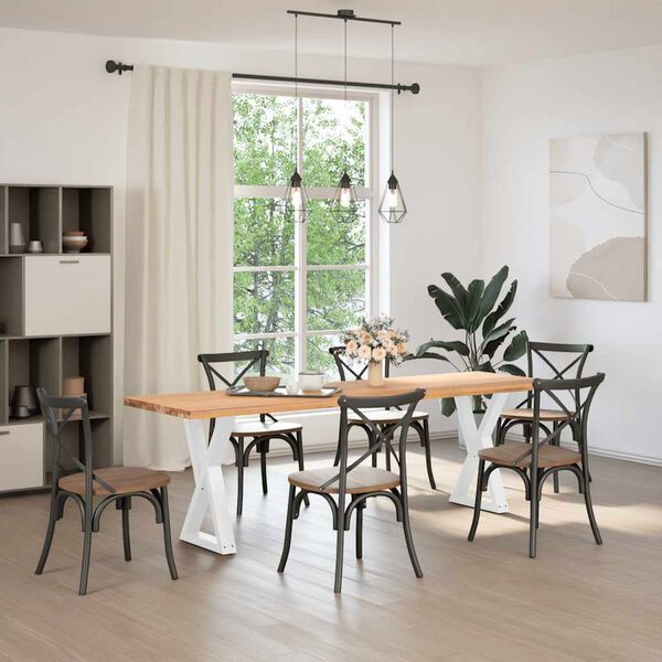 vidaXL Pieds de table &agrave; manger 2 pi&egrave;ces Blanc 50 x (72-73,3) cm Acier