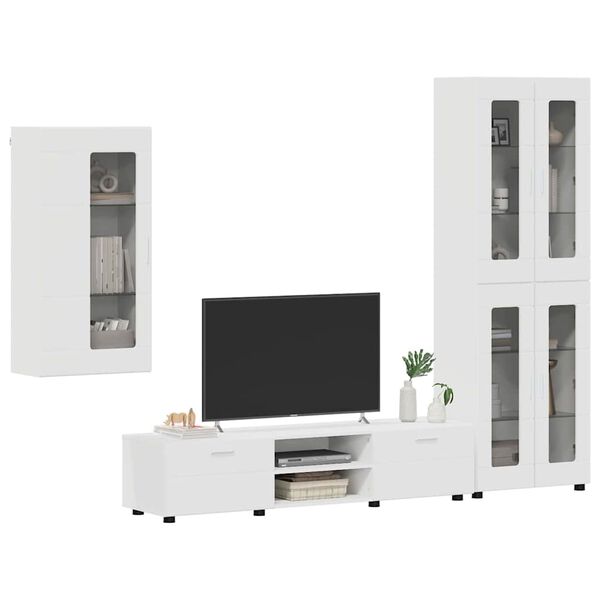 vidaXL Ensemble meuble TV avec tiroir FLORIN Blanc Bois d'ing&eacute;nierie