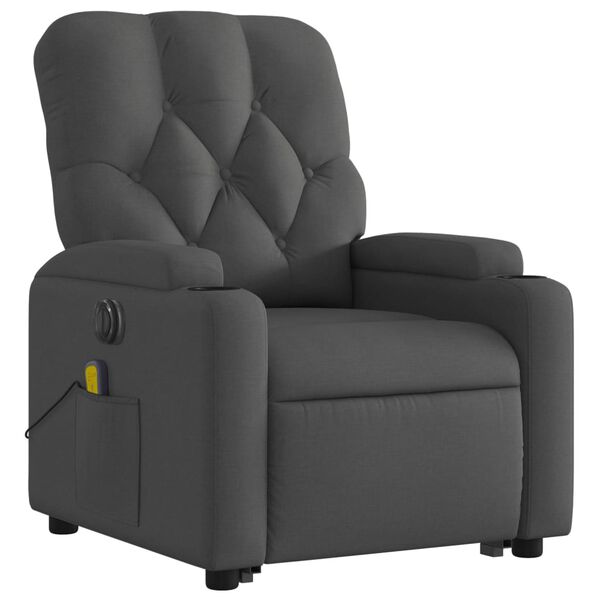 vidaXL Fauteuil inclinable de massage électrique Gris foncé Tissu