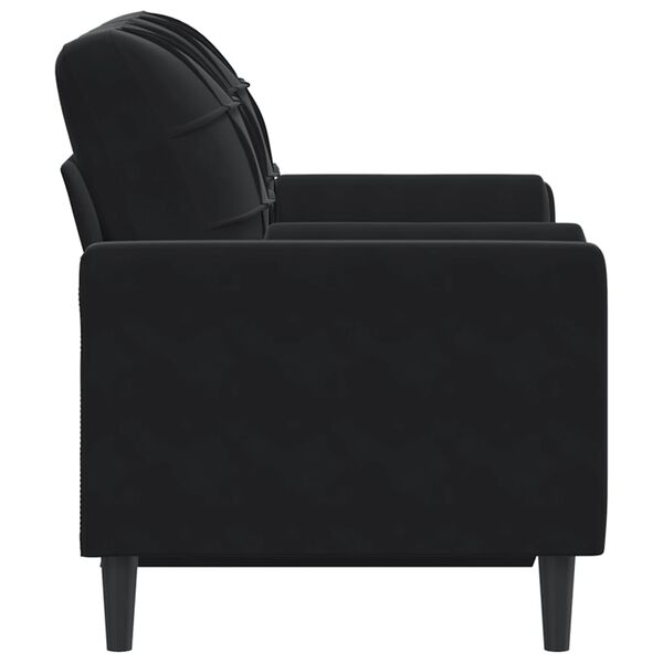 vidaXL Canapé 2 places avec oreillers décoratifs noir 120 cm velours