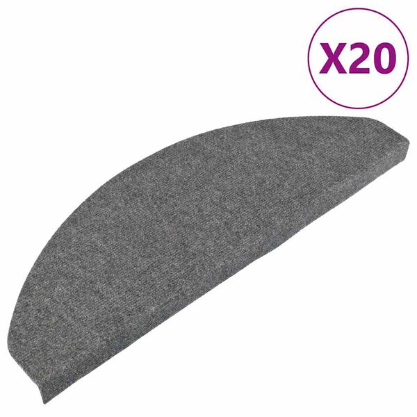 vidaXL Tapis d'escalier auto-adh&eacute;sifs 20 pcs gris 65x22,5x3,5 cm