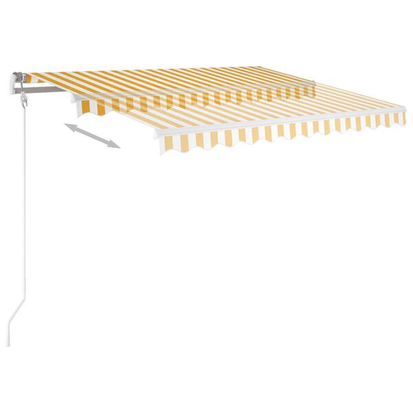 vidaXL Auvent manuel r&eacute;tractable avec LED 3,5x2,5 m Jaune et blanc