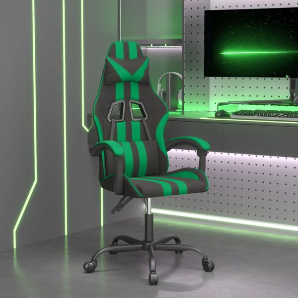 vidaXL Chaise de jeu Noir et vert Similicuir