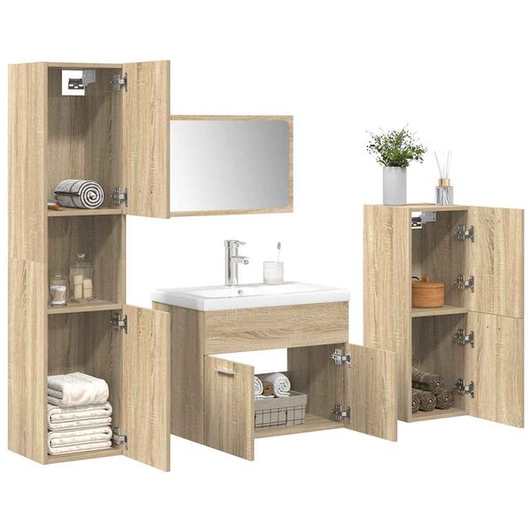 vidaXL Ensemble de meubles de salle de bain 5 pcs ch&ecirc;ne sonoma