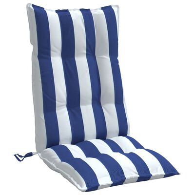 vidaXL Coussins de chaise à dossier haut lot de 2 rayures bleu/blanc