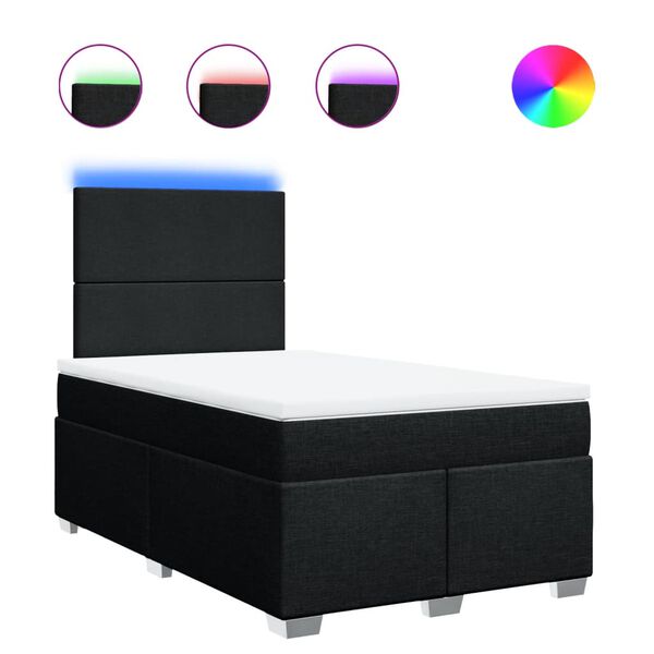 vidaXL Sommier &agrave; lattes de lit avec matelas Noir 120x200 cm Tissu