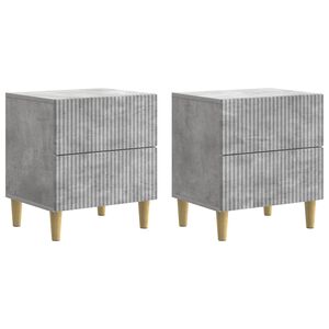 vidaXL Cabinet de chevet 2 pi&egrave;ces Gris b&eacute;ton 43 x 34,5 x 48 cm