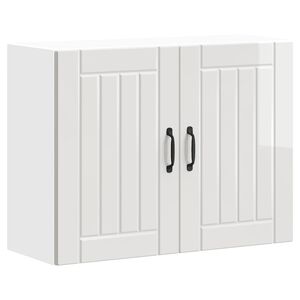 vidaXL Armoire murale de cuisine Lucca blanc brillant bois ing&eacute;nierie