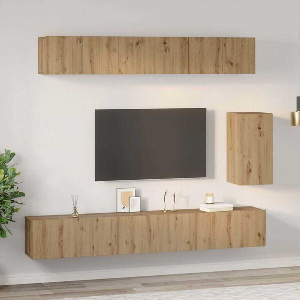vidaXL Ensemble meuble TV 6 pcs ch&ecirc;ne artisanal Bois d'ing&eacute;nierie