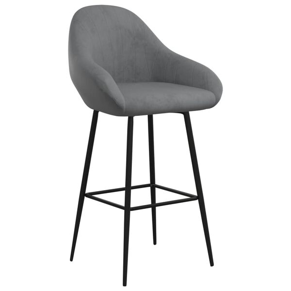 vidaXL Tabouret de bar Gris clair Velours