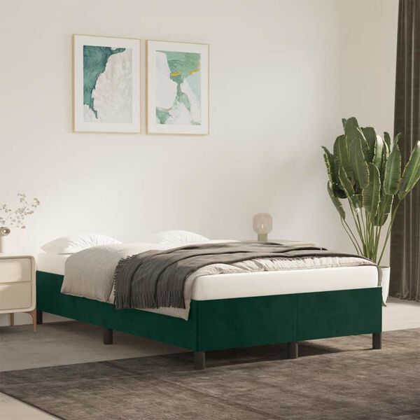 vidaXL Cadre de lit sans matelas vert fonc&eacute; 120x190 cm velours