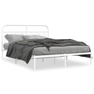 vidaXL Cadre de lit m&eacute;tal sans matelas et t&ecirc;te de lit blanc 140x200 cm