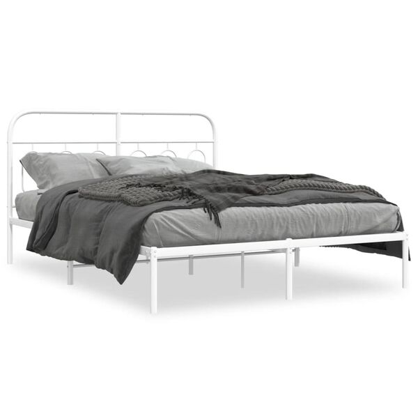vidaXL Cadre de lit métal sans matelas et tête de lit blanc 140x200 cm