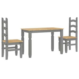 vidaXL Ensemble &agrave; manger Panama 3 pcs gris bois de pin massif