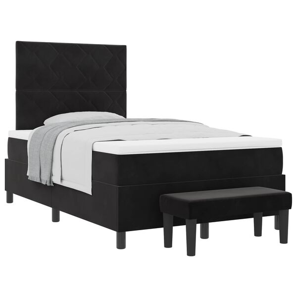 vidaXL Lit &agrave; ressorts avec matelas Noir 120 x 190 cm Velours