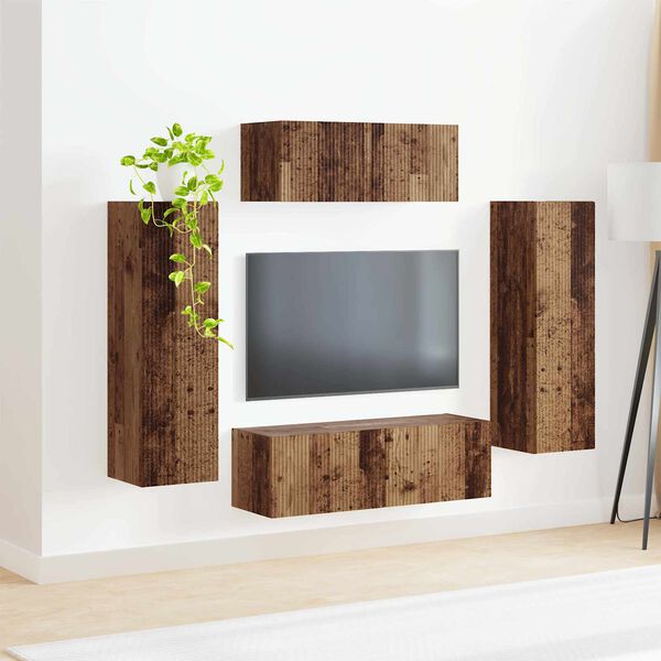 vidaXL Ensemble meuble TV 3 pcs Bois ancien Bois d'ing&eacute;nierie